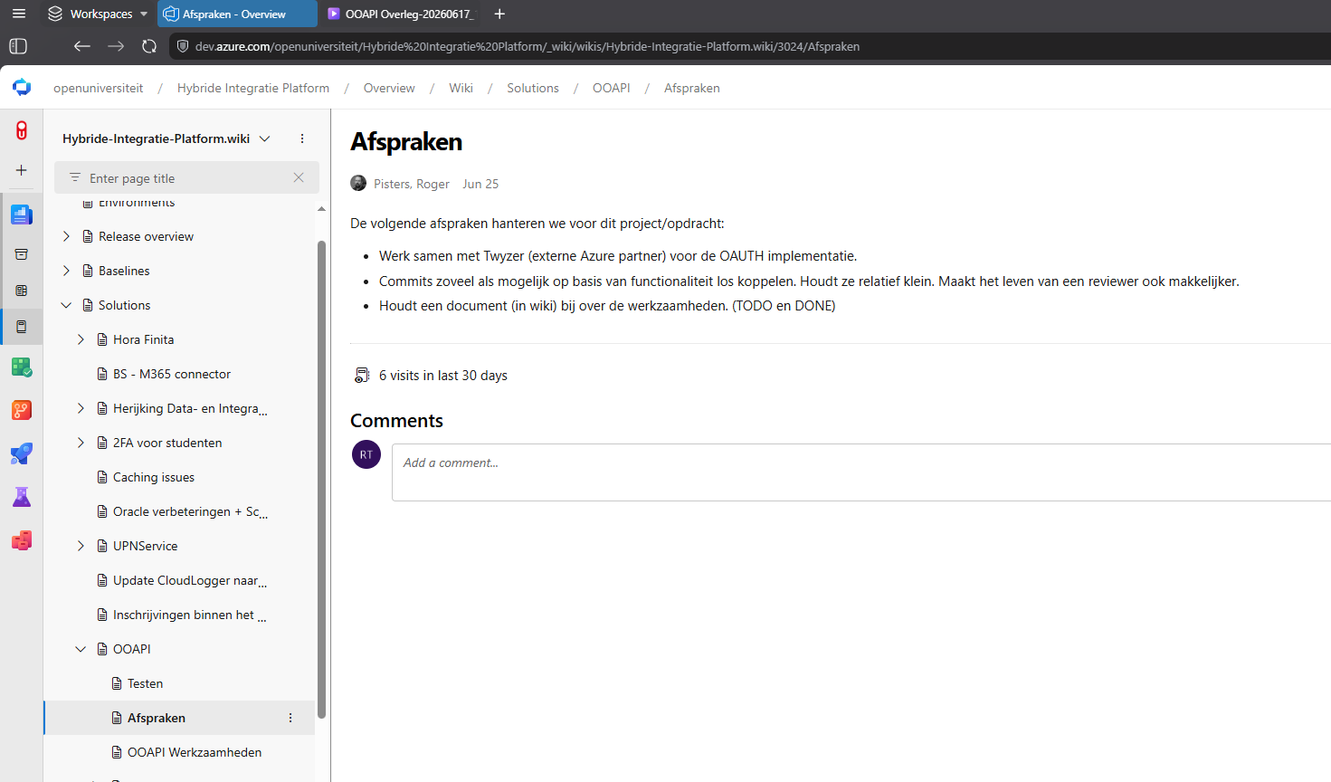 Afspraken over OAuth, kleine commits en TODO/DONE